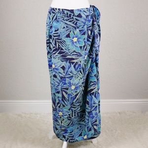 🌟Last Chance🌟 VTG Silk Wrap Maxi Skirt Tropical